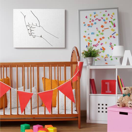 Stupell Industries Family Holding Hands Pose Minimal Linework Canvas Wall Art